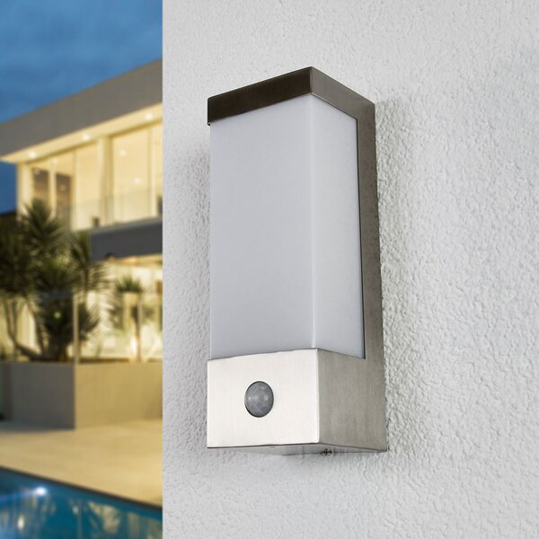 Lindby LED φωτιστικό εξωτερικού χώρου Severina, 25 cm, αισθητήρας, ατσάλι, Μεταλλικό, Μέταλλο, σύγχρονο