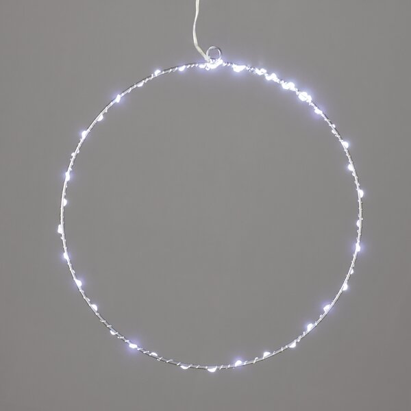 ^ "D30CM SILVER ROUND" 45 ΜΙΝΙ LED ΛΑΜ, CW, ΑΣΗΜΙ ΚΑΛΩΔ. ΧΑΛΚΟΥ,ΑΝΤΑΠΤ.(3VDC),IP44, 3M ΔΙΑΦ ΚΑΛ