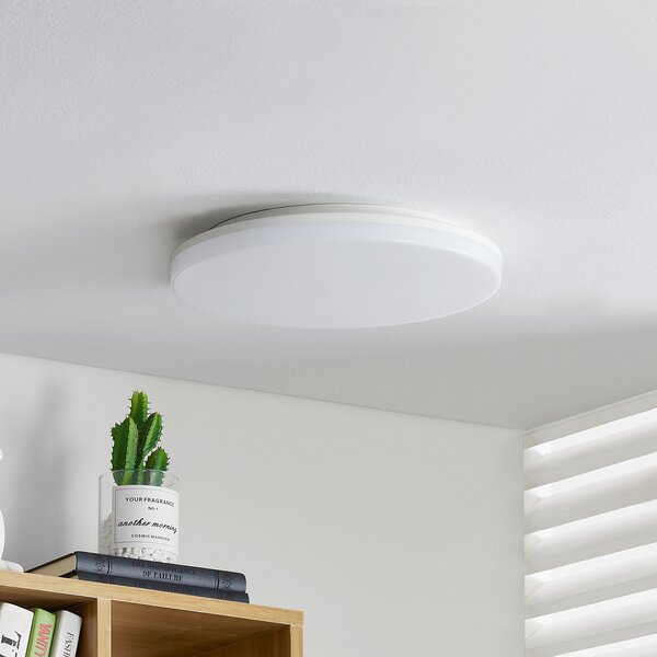 PRIOS Φωτιστικό οροφής Prios Artin LED, αισθητήρας, στρογγυλό, 33 cm, Λευκό, Μπάνιο, Πλαστικό, σύγχρονο