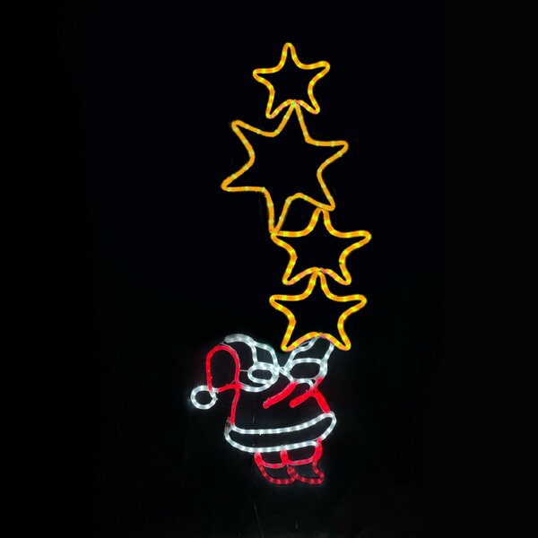 SANTA WITH STARS 336 LED ΜΟΤΙΦ 9,35m ΜΟΝΟΚ. ΦΩΤΟΣ. MULTICOLOR FLASH IP65 49*144cm 1.5m ΚΑΛ