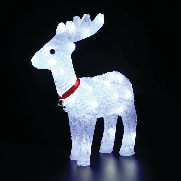 ACRYLIC STANDING REINDEER WITH RIBBON 40 LED ΛΕΥΚΑ IP44 31*13,5*33cm 30cm ΚΑΛ