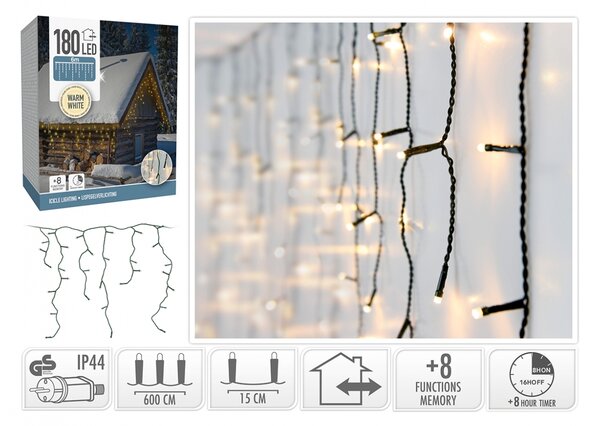 Διακοσμητικός Φωτισμός (AGL451300) με 180 Φωτάκια LED - 600×52 cm