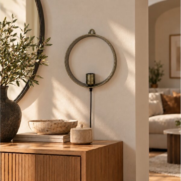 Επιτοίχιο Φωτιστικό ρεύματος Countryfield Largo με λαμπτήρα Ε27 και διαστάσεις 22x7.5x22cm - Brass