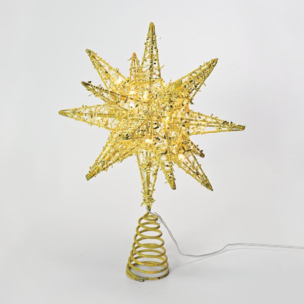 ^ "GOLD TINSEL THREAD STAR 2" 20 MINI WW LED ΛΑΜΠ. ΜΠΑΤ. 3ΧΑΑ,IP20 28x5x20cm