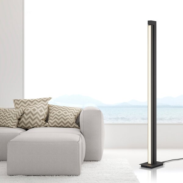 PURE Φωτιστικό δαπέδου LED Lines, ανθρακί, τηλεχειριστήριο, 140 cm, ρυθμιζόμενος, Μαύρο, Σαλόνι / τραπεζαρία, Μέταλλο, σύγχρονο