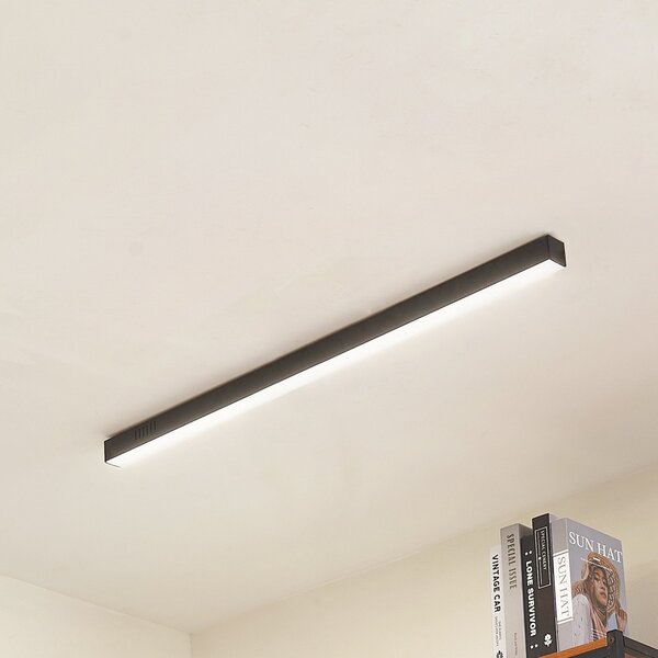 Lucande Φωτιστικό οροφής LED Teniona, 101 cm, μαύρο, αλουμίνιο, ρυθμιζόμενος, Μαύρο, Σαλόνι / τραπεζαρία, Αλουμίνιο, σύγχρονο
