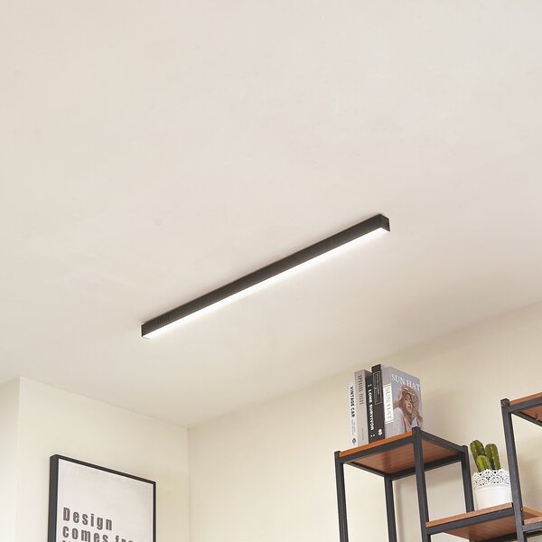 Lucande Φωτιστικό οροφής LED Teniona, 101 cm, μαύρο, αλουμίνιο, ρυθμιζόμενος, Μαύρο, Σαλόνι / τραπεζαρία, Αλουμίνιο, σύγχρονο