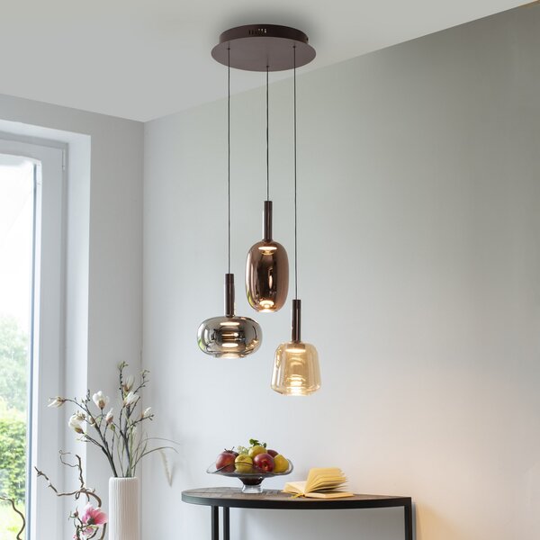 Paul Neuhaus Irides LED κρεμαστό φωτιστικό, Ø 43 cm, χρωματιστό, γυαλί, ρυθμιζόμενος, Πολύχρωμο, Σαλόνι / τραπεζαρία, Γυαλί, σύγχρονο