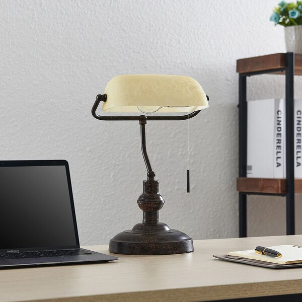Lindby Φωτιστικό γραφείου Profina, 39 cm, καφέ σκουριά, ατσάλι, Καφέ / Σκουριάς, Μελέτη / Γραφείο, Μέταλλο, Αντίκα