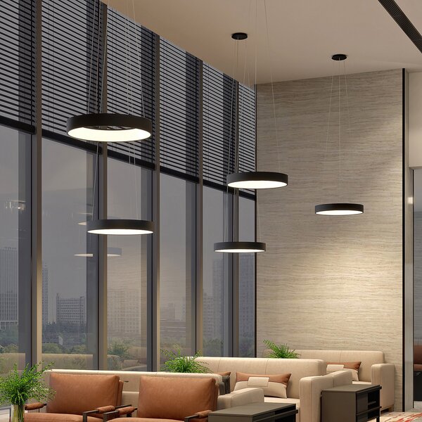 Arcchio LED κρεμαστό φωτιστικό Aleksi, Ø 60 cm, μαύρο, μέταλλο, CCT, ρυθμιζόμενος, Μαύρο, Κουζίνα, Μέταλλο, σύγχρονο