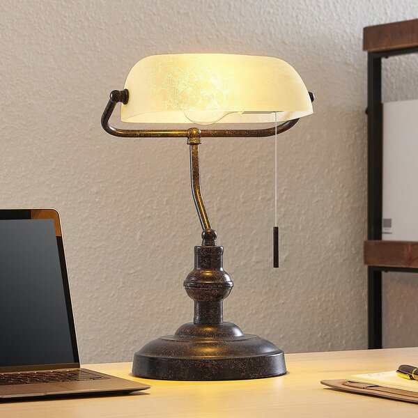 Lindby Φωτιστικό γραφείου Profina, 39 cm, καφέ σκουριά, ατσάλι, Καφέ / Σκουριάς, Μελέτη / Γραφείο, Μέταλλο, Αντίκα