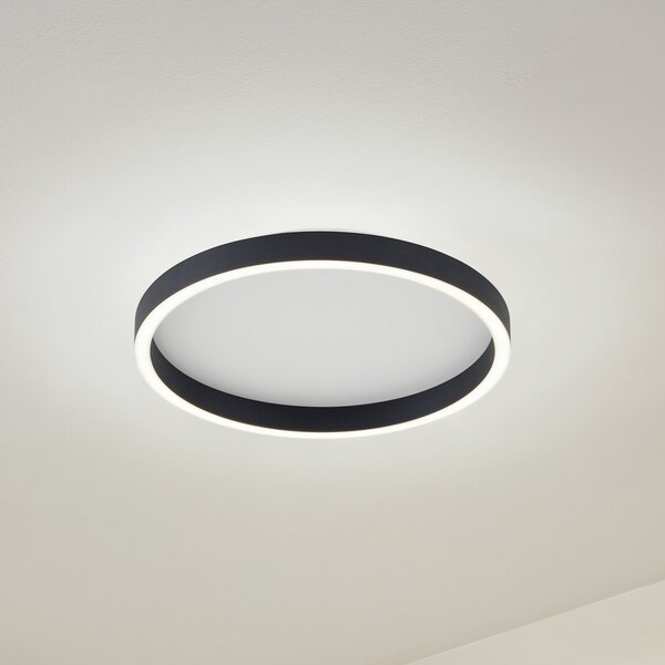 Lucande LED φωτιστικό οροφής Rotundo, Ø 40 cm, μαύρο, ρυθμιζόμενο, ρυθμιζόμενος, Μαύρο, Σαλόνι / τραπεζαρία, Πλαστικό, σύγχρονο