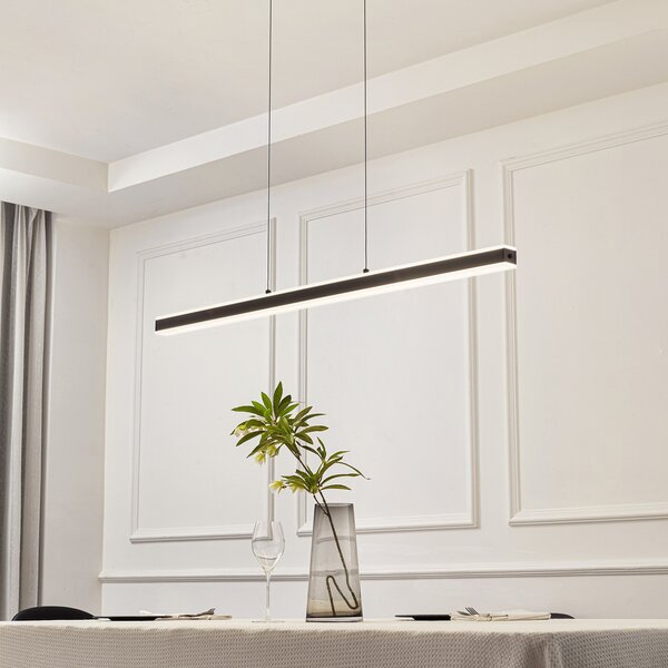 Lucande Pendolo LED κρεμαστό φωτιστικό, μαύρο, αλουμίνιο, 120 cm, ρυθμιζόμενος, Μαύρο, Σαλόνι / τραπεζαρία, Αλουμίνιο, σύγχρονο