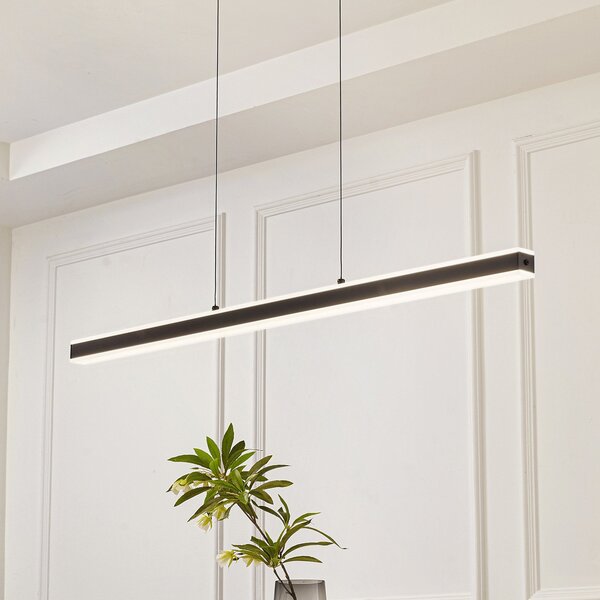 Lucande Pendolo LED κρεμαστό φωτιστικό, μαύρο, αλουμίνιο, 120 cm, ρυθμιζόμενος, Μαύρο, Σαλόνι / τραπεζαρία, Αλουμίνιο, σύγχρονο