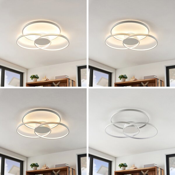 Lindby LED φωτιστικό οροφής Riley, λευκό, μεταλλικό, 80 cm, dimmable, ρυθμιζόμενος, Λευκό, Σαλόνι / τραπεζαρία, Αλουμίνιο, σύγχρονο, Οροφή πολλαπλής φλόγας