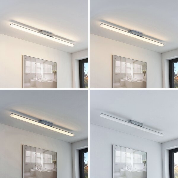 Lindby LED φωτιστικό οροφής μπάνιου Levke, 100 cm, dimmable, IP44, ρυθμιζόμενος, Λευκό, Μπάνιο, Μέταλλο, σύγχρονο