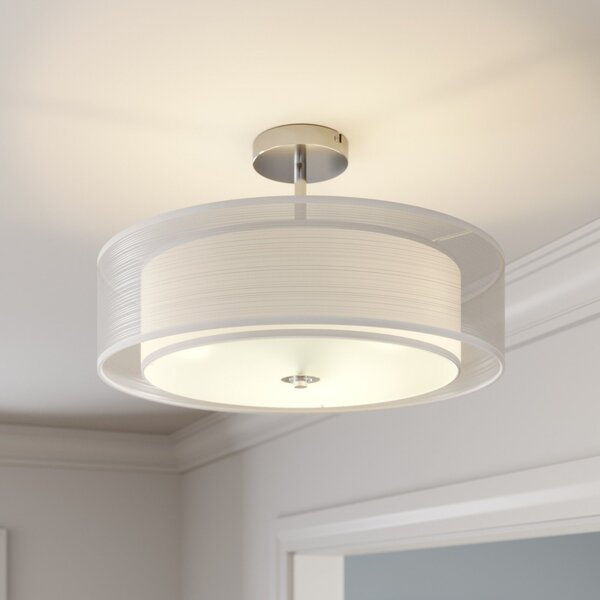 Lindby Φωτιστικό οροφής Pikka, λευκό, ύφασμα, Ø 50 cm, E27, ρυθμιζόμενος, Λευκό, Σαλόνι / τραπεζαρία, Ύφασμα / Κλωστοϋφαντουργία, σύγχρονο