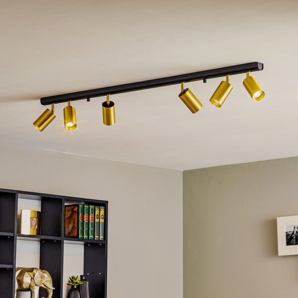 Nowodvorski Lighting Αποφρακτικός φωτιστικός Eye Spot 6-φωτεινός, μαύρος/ορείχαλκος, ρυθμιζόμενος, Μαύρο, Σαλόνι / τραπεζαρία, Μέταλλο, σύγχρονο