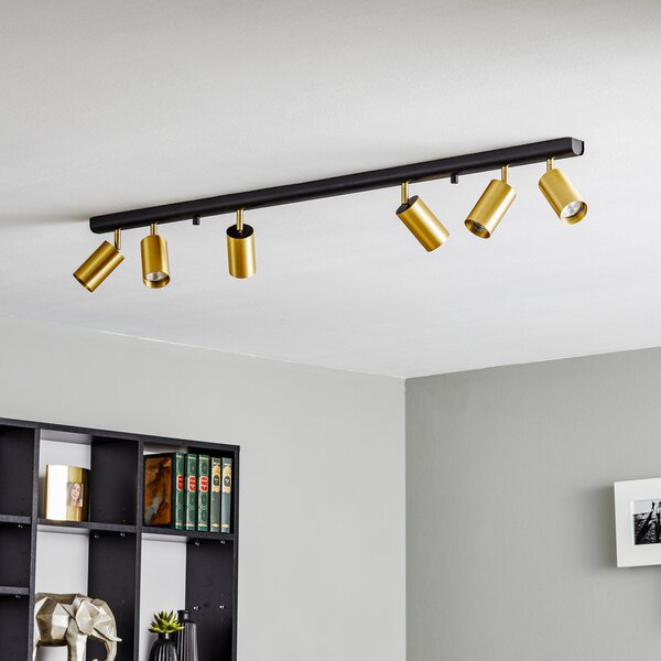 Nowodvorski Lighting Αποφρακτικός φωτιστικός Eye Spot 6-φωτεινός, μαύρος/ορείχαλκος, ρυθμιζόμενος, Μαύρο, Σαλόνι / τραπεζαρία, Μέταλλο, σύγχρονο
