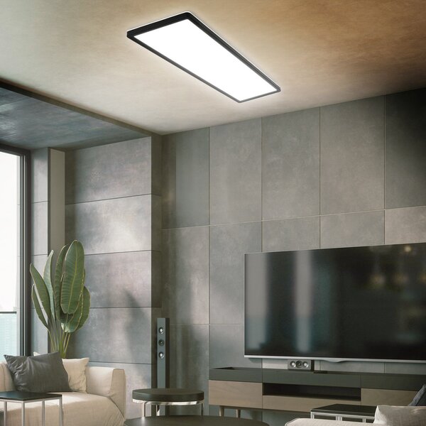 Briloner Επιφανειακά τοποθετημένο πάνελ LED Slim 58x20cm on/off 4.000K μαύρο, Μαύρο, Μελέτη / Γραφείο, Πλαστικό, σύγχρονο