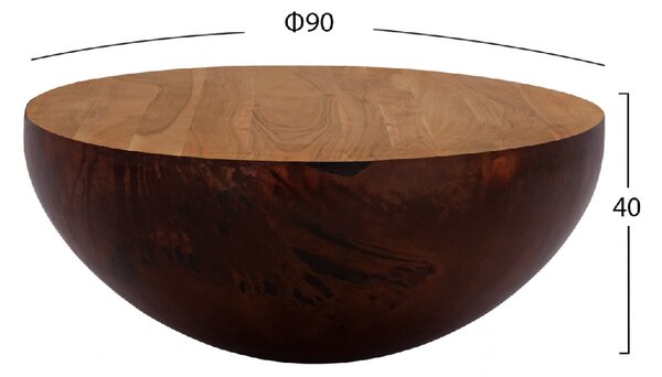 ΔΙΑΚΟΣΜΗΤΙΚΟ ΤΡΑΠΕΖΙ ΣΑΛΟΝΙΟΥ BOWL Φ90X40Yεκ. RUSTY ΜΕ ΞΥΛΟ ΑΚΑΚΙΑΣ HM8717.02