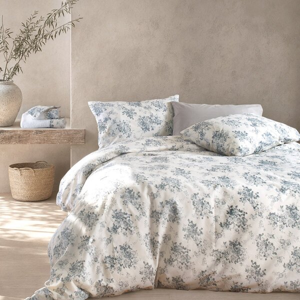 Παπλωματοθήκη Μονή (Σετ 160x250) Rythmos Gardenia Γκριζομπλε