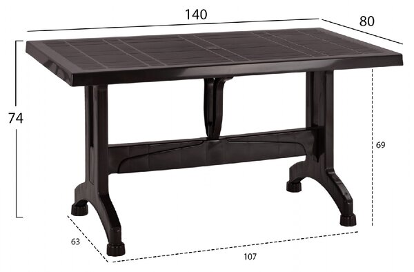 ΤΡΑΠΕΖΙ ΠΟΛΥΠΡΟΠΥΛΕΝΙΟΥ CORNWALL HM5738.03 ΚΑΦΕ 140X80X73.5Yεκ