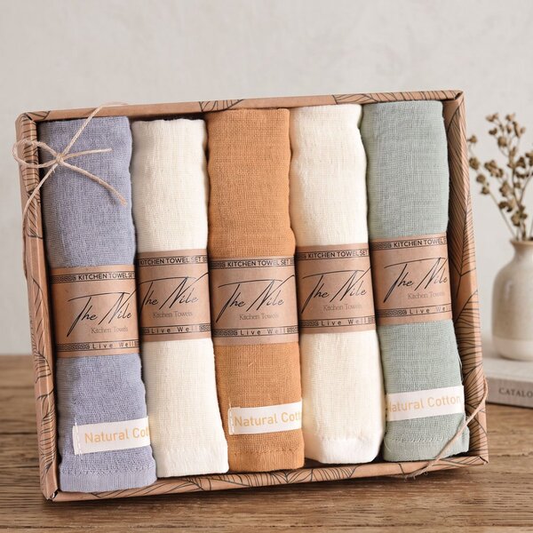 Ποτηρόπανα Μουσελίνα (Σετ 5τμχ) Rythmos Natural Cotton