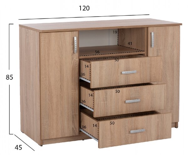 ΜΠΟΥΦΕΣ ΜΕ 2 ΝΤΟΥΛΑΠΙΑ Κ 3 ΣΥΡΤΑΡΙΑ ADLER SONAMA OAK HM2430 120X45X85Yεκ