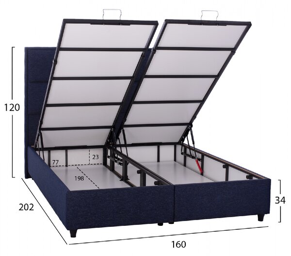 ΚΡΕΒΑΤΙ ALBA ΜΕ ΑΠΟΘΗΚΕΥΤΙΚΟ ΑΠΟ ΜΠΛΕ ΥΦΑΣΜΑ HM626.08 ΓΙΑ ΣΤΡΩΜΑ 160x200 εκ