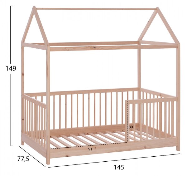 ΒΡΕΦΙΚΟ ΞΥΛΙΝΟ ΚΡΕΒΑΤΙ MIKO Τ.MONTESSORI HM9286 ΜΕ ΟΥΡΑΝΟ ΦΥΣΙΚΟ 140Χ70 εκ