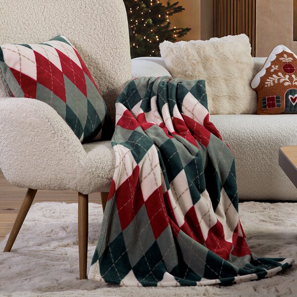 Χριστουγεννιάτικη Κουβέρτα Καναπέ Fleece (130x180) Nef-Nef Homeware Christmas Winter Rhombus