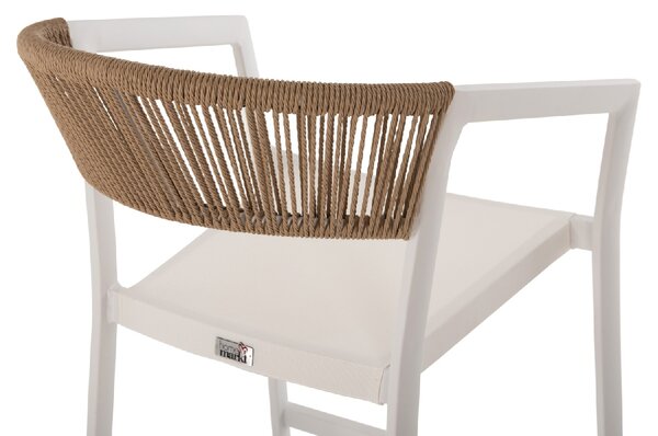 ΣΚΑΜΠΟ ΑΛΟΥΜΙΝΙΟΥ HM5892.12 ΜΕΣΑΙΟΥ ΥΨΟΥΣ RATTAN & TEXTLINE ΛΕΥΚΟ ΜΠΕΖ 56,5x57x99,5