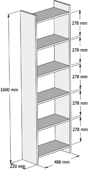 ΒΙΒΛΙΟΘΗΚΗ ΜΕΛΑΜΙΝΗΣ SONΟMA-ΛΕΥΚΟ HM9226.12 48,5x22x160Υ εκ