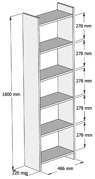 ΒΙΒΛΙΟΘΗΚΗ ΜΕΛΑΜΙΝΗΣ ΓΚΡΙ-ΛΕΥΚΟ HM9226.13 48,5x22x160Υ εκ