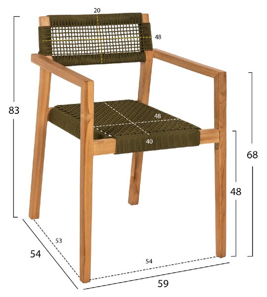 ΠΟΛΥΘΡΟΝΑ CHARLOTTE HM9637.05 ΞΥΛΟ TEAK ΦΥΣΙΚΟ & ΠΡΑΣΙΝΟ ΣΧΟΙΝΙ 59x54x83Y εκ