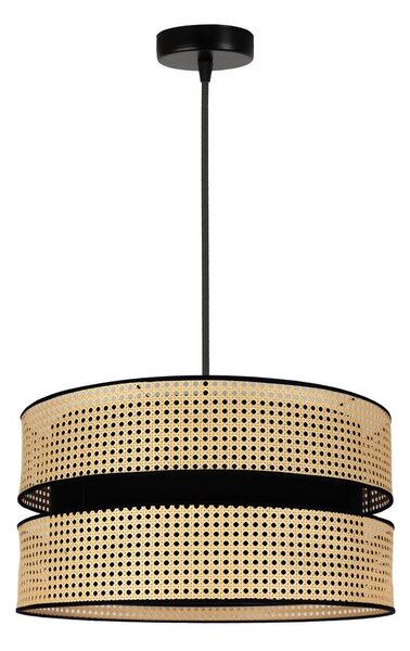 Duolla - Κρεμαστό φωτιστικό οροφής DUO 1xE27/15W/230V rattan/μαύρο