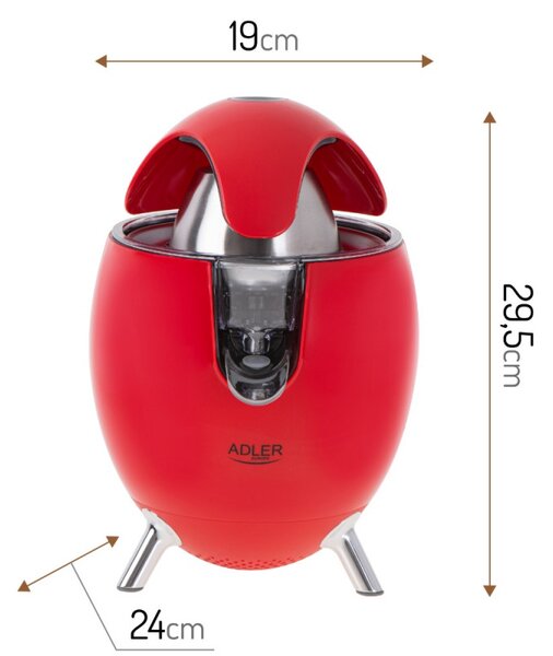 Αποχυμωτής Adler AD 4013r, 800 W, Σύστημα Anti-Drip αποτρέπει το στάξιμο, Αυτόματη ενεργοποίηση/απενεργοποίηση, Κόκκινο