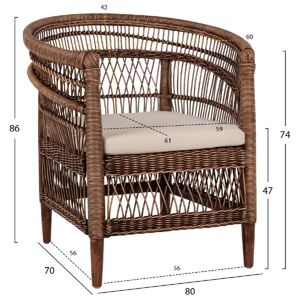 ΠΟΛΥΘΡΟΝΑ MALAWI HM9635.01 ΞΥΛΟ ΜΑΟΝΙ ΜΕ RATTAN ΚΑΦΕ-ΛΕΥΚΟ ΜΑΞΙΛΑΡΙ 80x70x86Υεκ