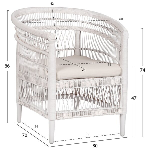 ΠΟΛΥΘΡΟΝΑ MALAWI HM9635.02 ΞΥΛΟ ΜΑΟΝΙ ΜΕ RATTAN ΛΕΥΚΟ-ΛΕΥΚΟ ΜΑΞΙΛΑΡΙ 80x70x86Υεκ