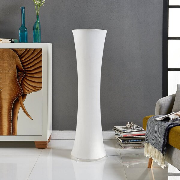 Lindby φωτιστικό δαπέδου Liana, ύψος 123 cm, λευκό, ύφασμα, Λευκό, Σαλόνι / τραπεζαρία, Ύφασμα / Κλωστοϋφαντουργία, σύγχρονο