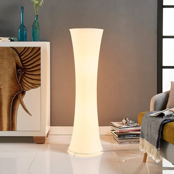 Lindby φωτιστικό δαπέδου Liana, ύψος 123 cm, λευκό, ύφασμα, Λευκό, Σαλόνι / τραπεζαρία, Ύφασμα / Κλωστοϋφαντουργία, σύγχρονο