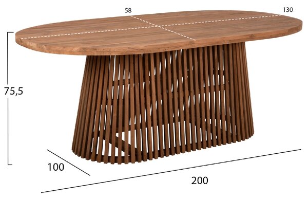 ΤΡΑΠΕΖΙ ΤΡΑΠΕΖΑΡΙΑΣ REMIK HM9835 RECYCLED ΤΕΑΚ ΣΕ ΦΥΣΙΚΟ 100x200x75,5Yεκ. TOP 4εκ