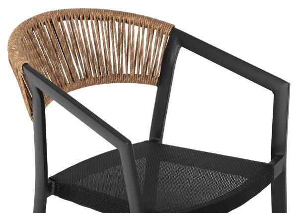 ΣΚΑΜΠΟ ΑΛΟΥΜΙΝΙΟΥ ΜΑΥΡΟ ΜΕ ΜΠΡΑΤΣΑ RATTAN & TEXTLINE 56x58x105Yεκ.HM5892.25