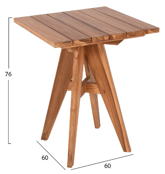 ΤΡΑΠΕΖΙ ΤΕΤΡΑΓΩΝΟ LEO HM9860.11 ΜΑΣΙΦ ΞΥΛΟ ΤΕΑΚ 60x60x75Υεκ