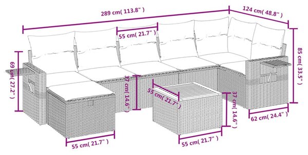 Σαλόνι Κήπου Σετ 8 τεμ. Μπεζ Συνθετικό Ρατάν με Μαξιλάρια - Μπεζ