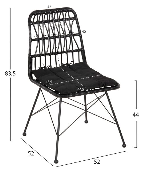 ΚΑΡΕΚΛΑ ΕΞ.ΧΩΡΟΥ ALLEGRA HM5453.12 ΜΕΤΑΛΛΟ-ΜΑΞΙΛΑΡΙ-WICKER ΜΑΥΡΟ 52x52x83,5Yεκ