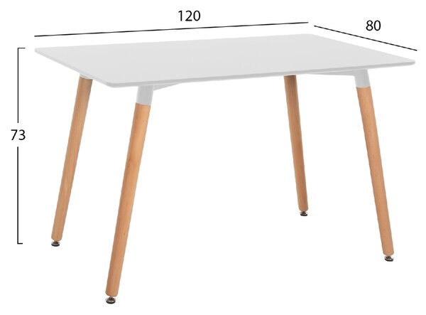 ΤΡΑΠΕΖΙ MINIMAL HM008.01 ΛΕΥΚΟ MDF, ΞΥΛΙΝΑ ΠΟΔΙΑ ΟΞΙΑ, 120Χ80X73Υ ΕΚ