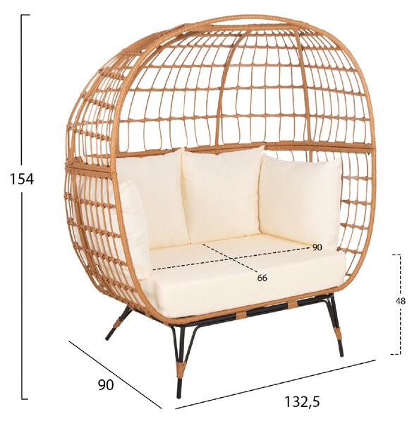 ΠΟΛΥΘΡΟΝΑ ΦΩΛΙΑ MIAMI 2 ΑΤΟΜΩΝ ΤΥΠΟΥ RATTAN HM5870.11 132.5x90x154Υεκ