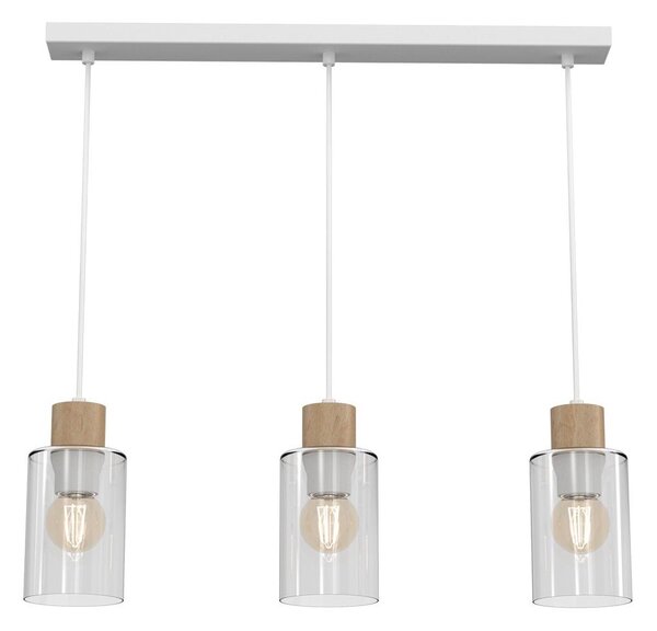 Κρεμαστό φωτιστικό οροφής MADERA 3xE27/60W/230V λευκό/ξύλο